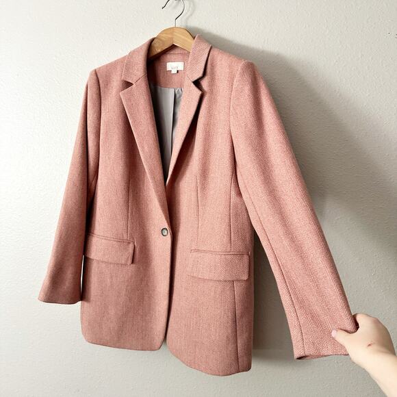NWOT LOFT Blush Herringbone Longline Wool Blend Blazer women's plus size 16 - Picture 6 of 16
